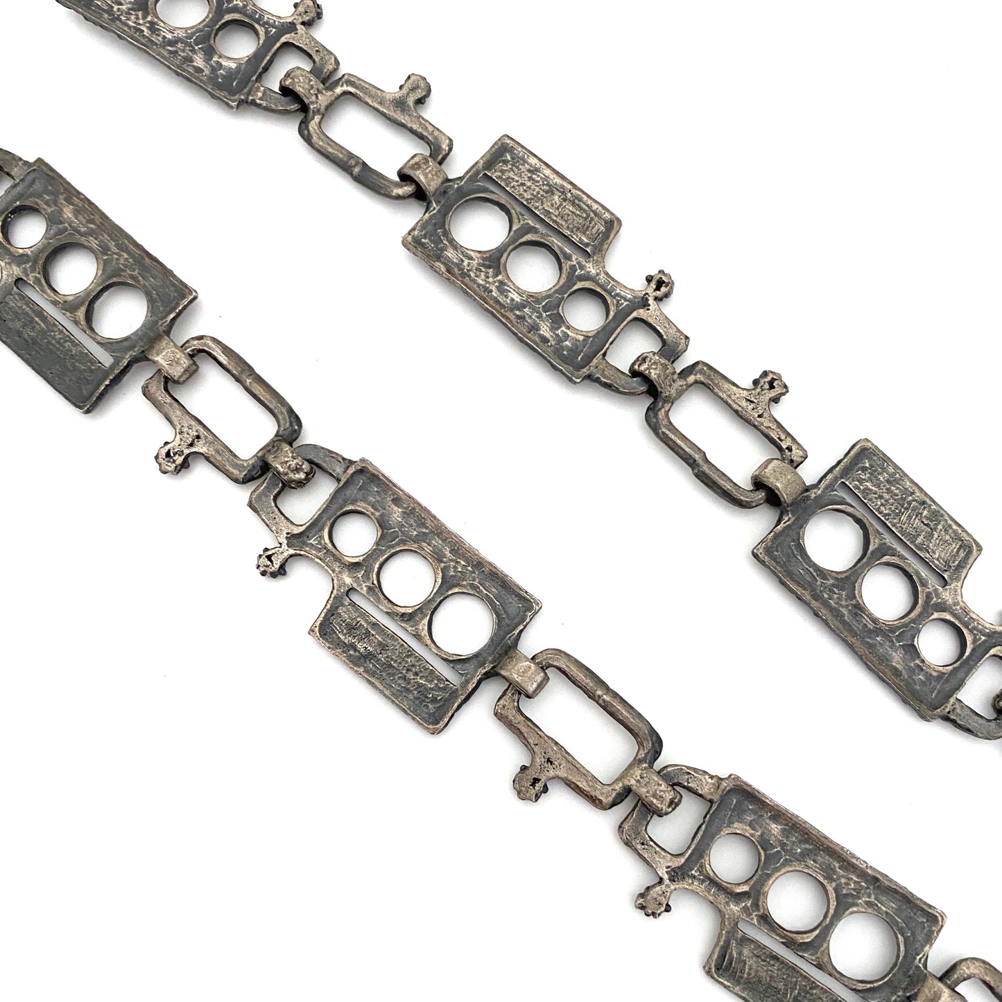 Guy Vidal brutalist pewter belt / necklace
