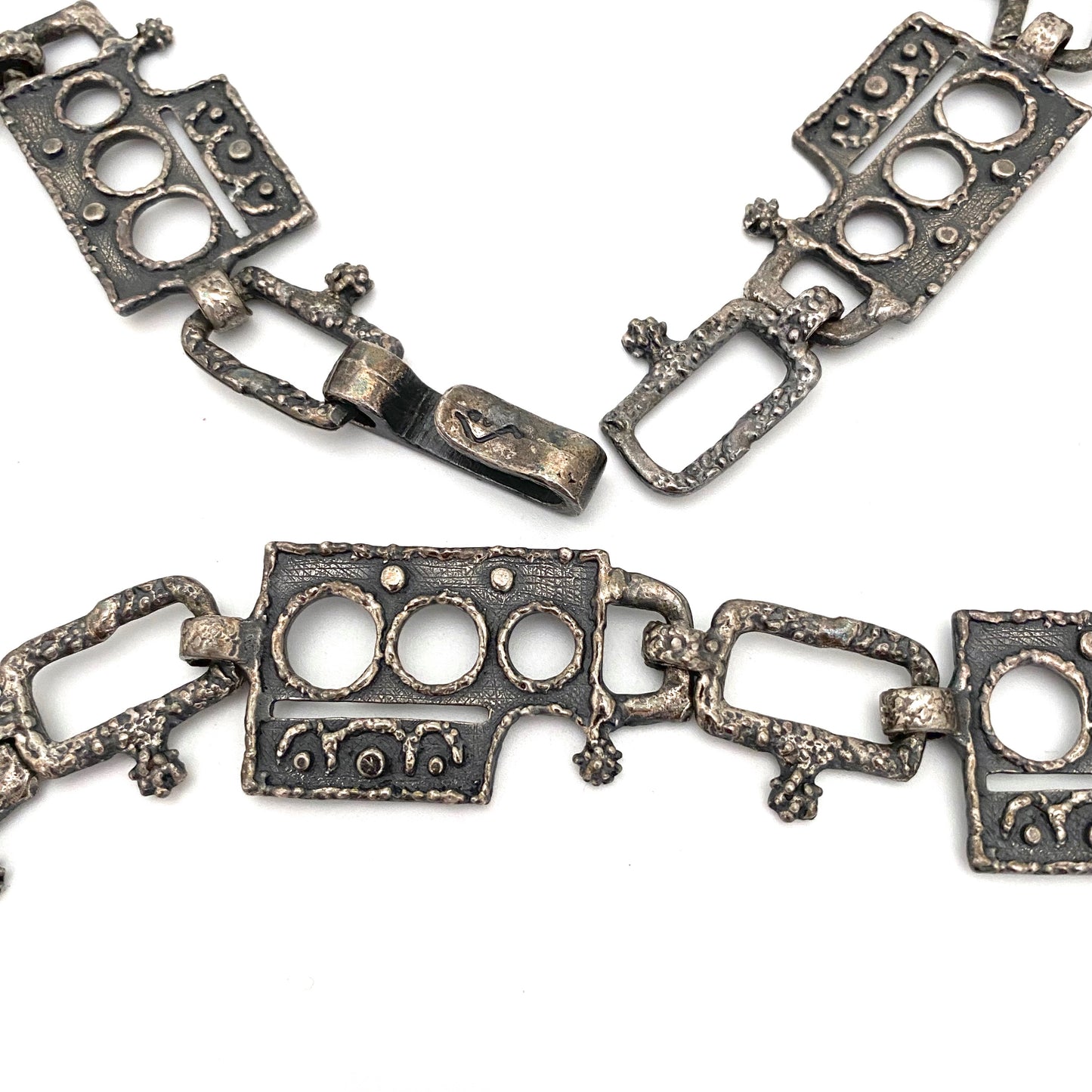 Guy Vidal brutalist pewter belt / necklace