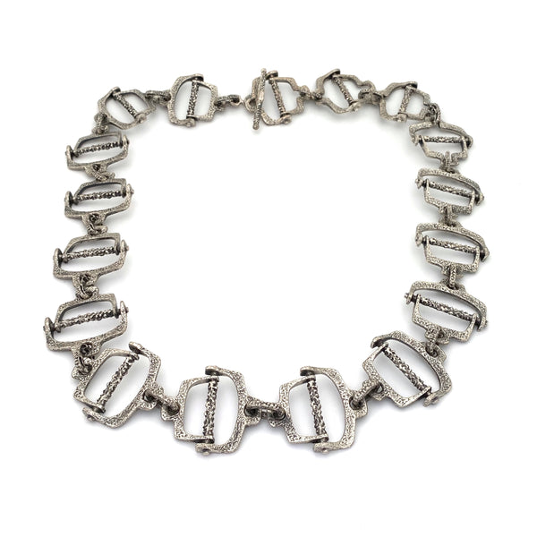 Guy Vidal brutalist pewter openwork belt / necklace