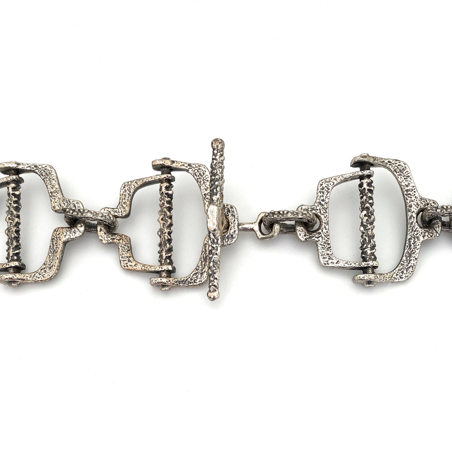 Guy Vidal brutalist pewter openwork belt / necklace