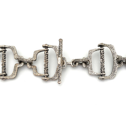 Guy Vidal brutalist pewter openwork belt / necklace