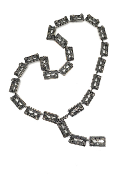 Guy Vidal Canada vintage brutalist pewter belt necklace Canadian Modernist jewelry design