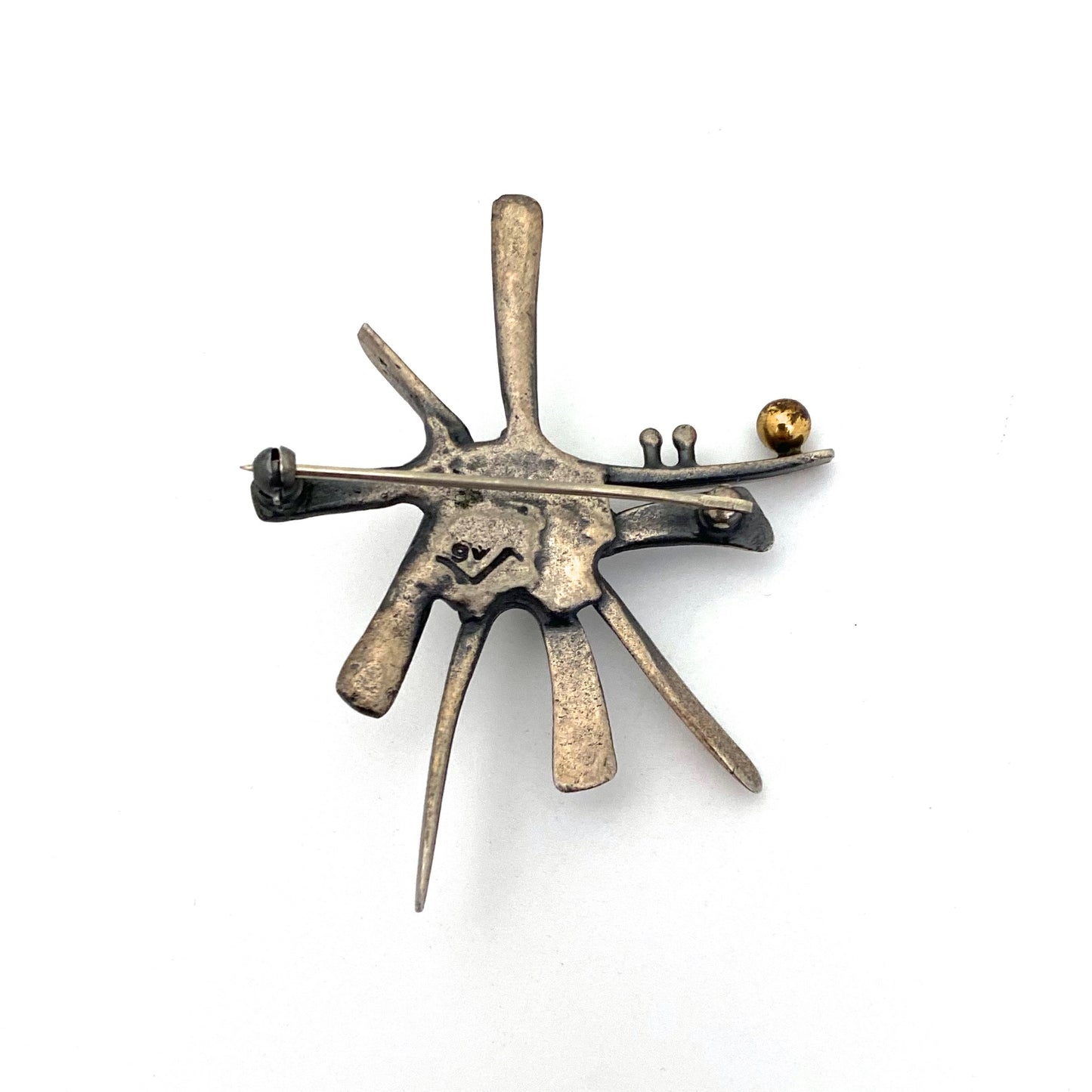Guy Vidal 'starburst' brooch ~ bronze sphere