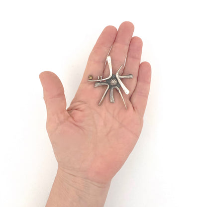 scale Guy Vidal Canada vintage brutalist pewter bronze sphere starburst brooch Canadian Modernist jewelry design