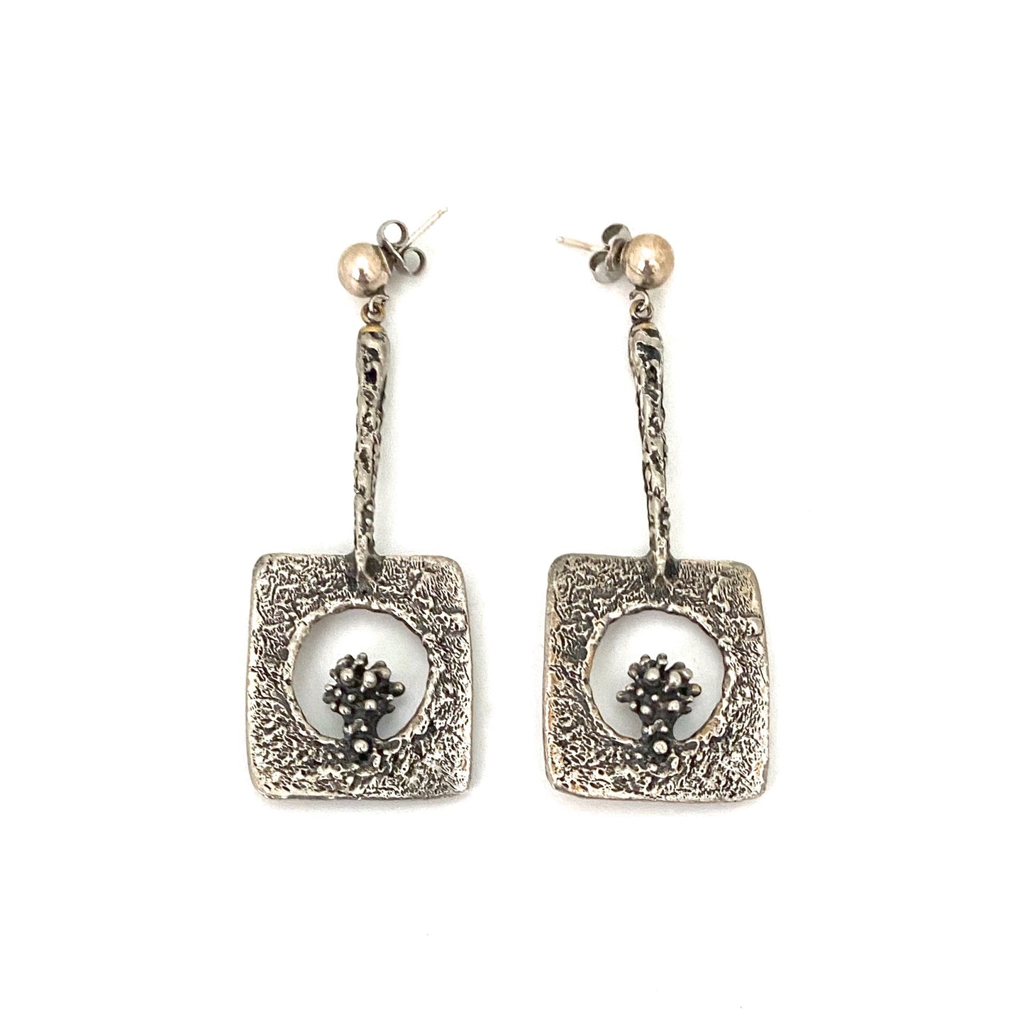 Guy Vidal brutalist pewter drop earrings