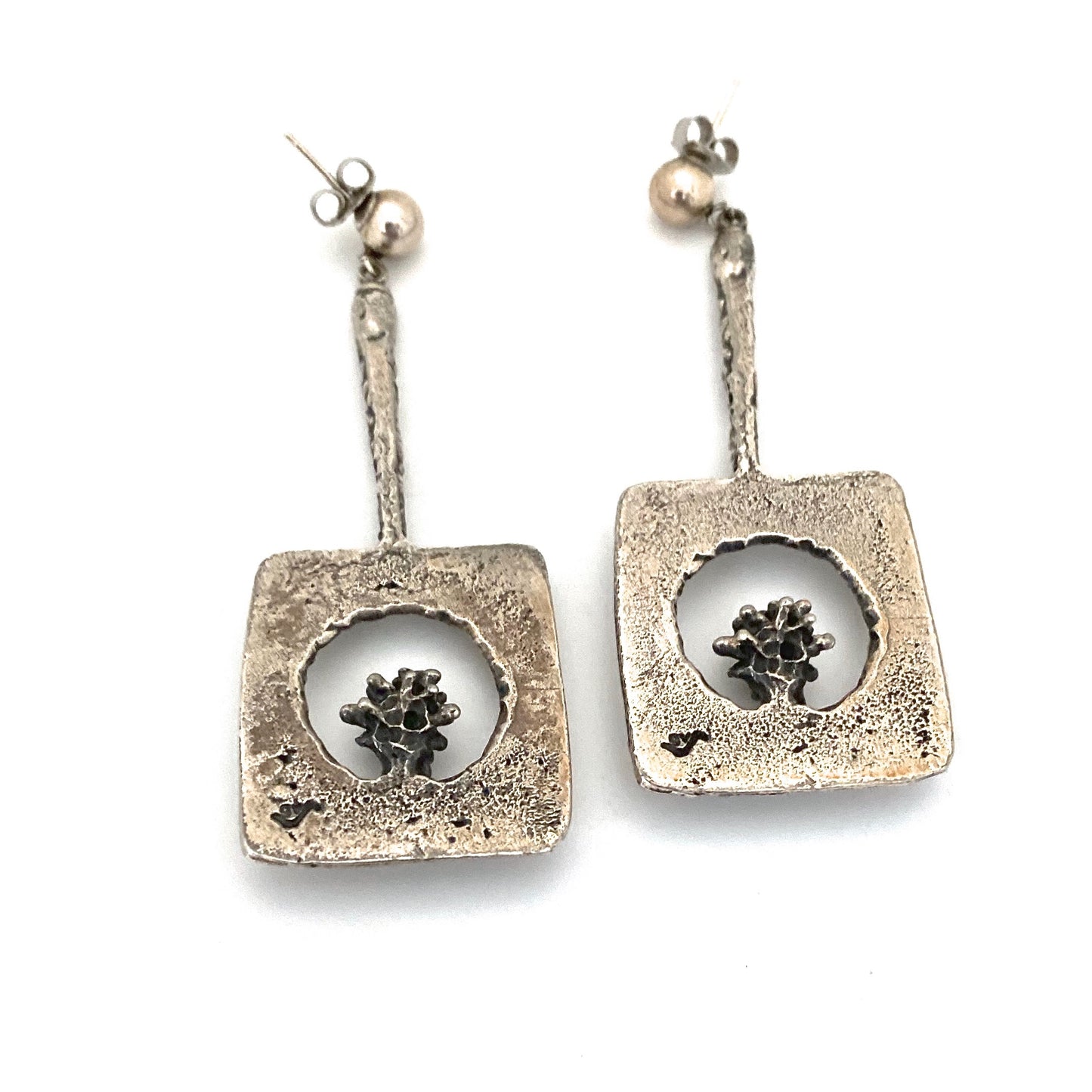 Guy Vidal brutalist pewter drop earrings
