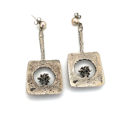 Guy Vidal brutalist pewter drop earrings