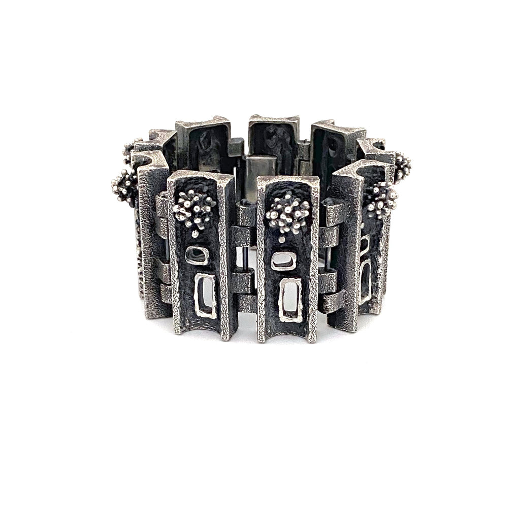 Guy Vidal sculptural brutalist pewter link bracelet extra large