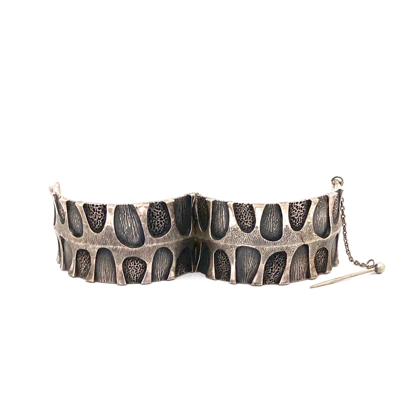 Guy Vidal brutalist pewter hinged bracelet