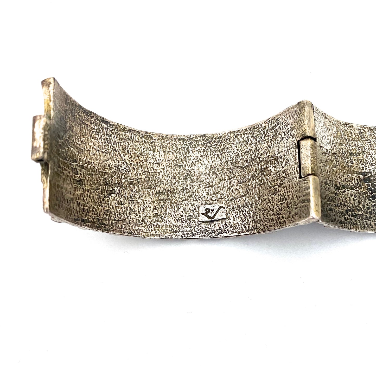 Guy Vidal brutalist pewter hinged bracelet