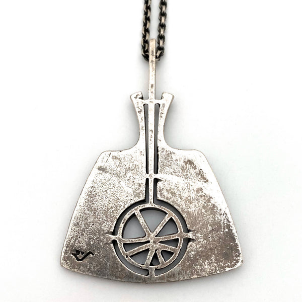 Guy Vidal large brutalist pewter pendant necklace