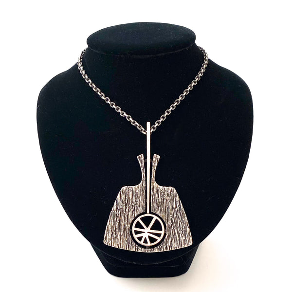 Guy Vidal large brutalist pewter pendant necklace