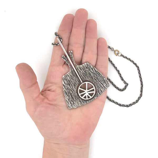 scale Guy Vidal Canada vintage brutalist pewter large pendant necklace Canadian jewelry design