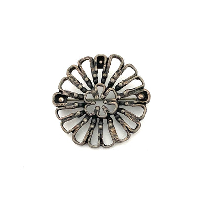 Guy Vidal Canada vintage brutalist pewter flower brooch Canadian Modernist jewelry design