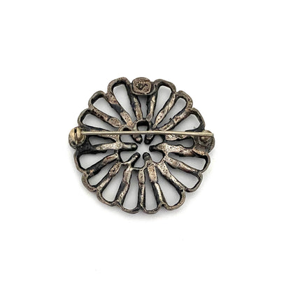 Guy Vidal brutalist pewter flower brooch