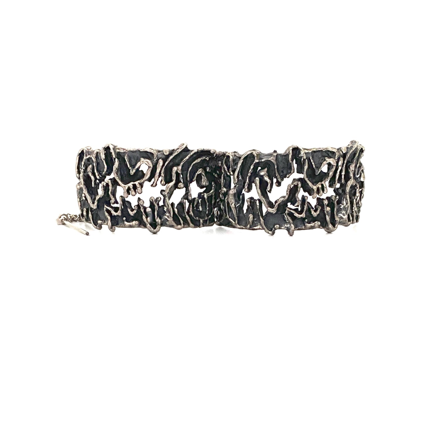 detail Guy Vidal Canada vintage brutalist pewter openwork hinged bracelet 1 Canadian Modernist jewelry design