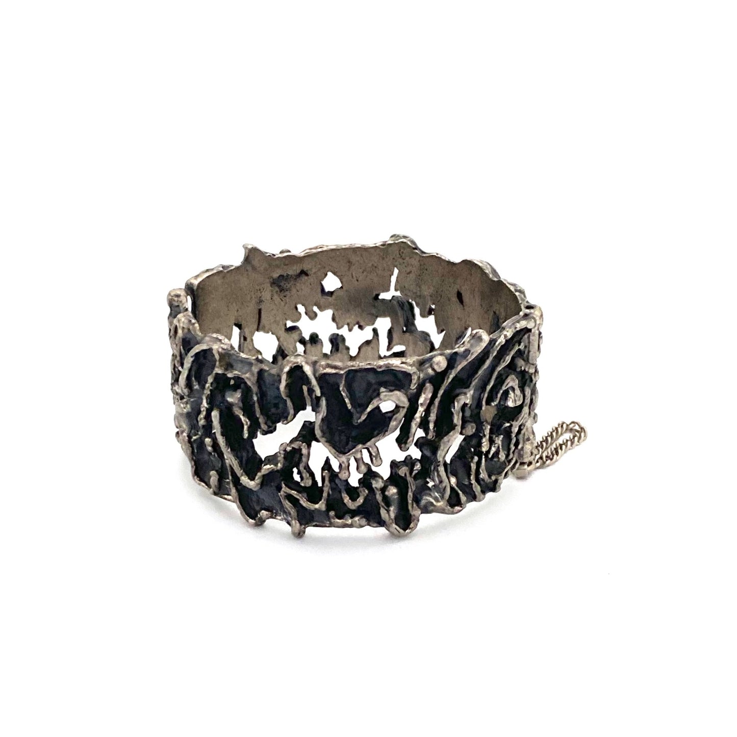 Guy Vidal brutalist pewter openwork hinged bracelet #1