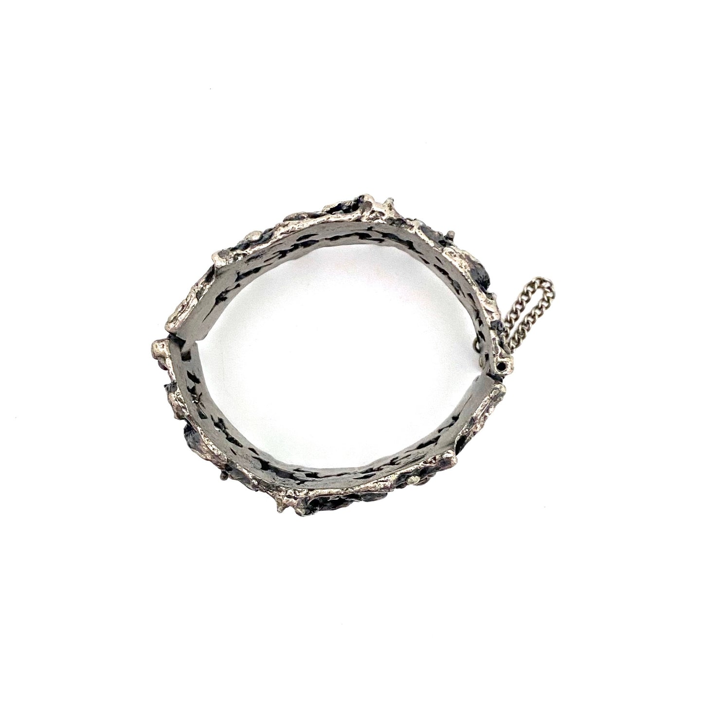 Guy Vidal brutalist pewter openwork hinged bracelet #1