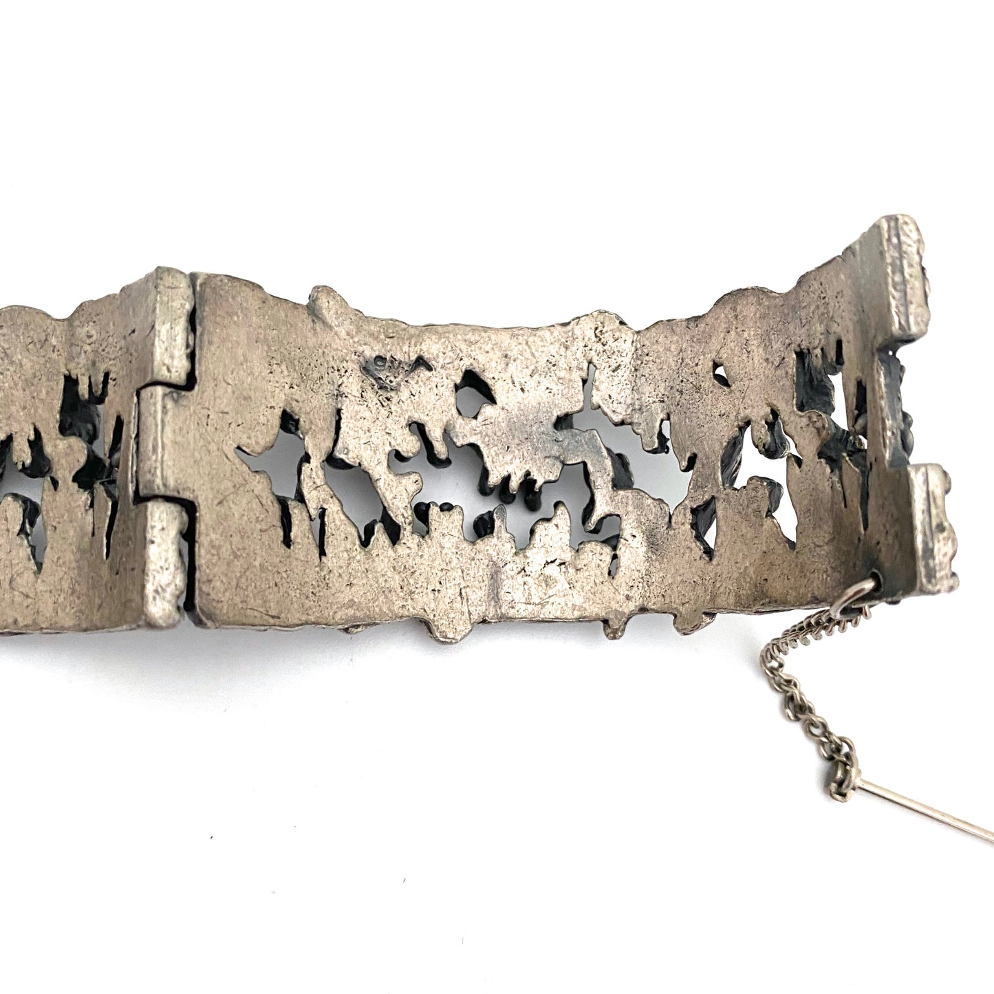 Guy Vidal brutalist pewter openwork hinged bracelet #1