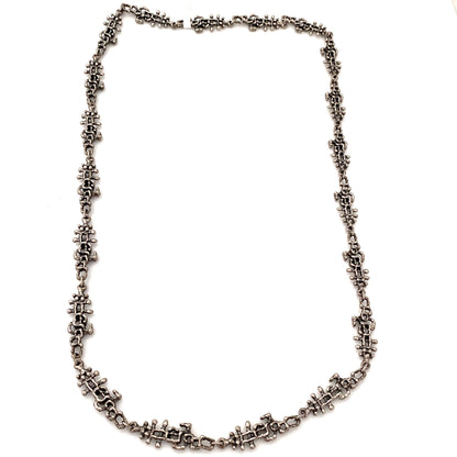 Guy Vidal brutalist pewter openwork long link chain necklace