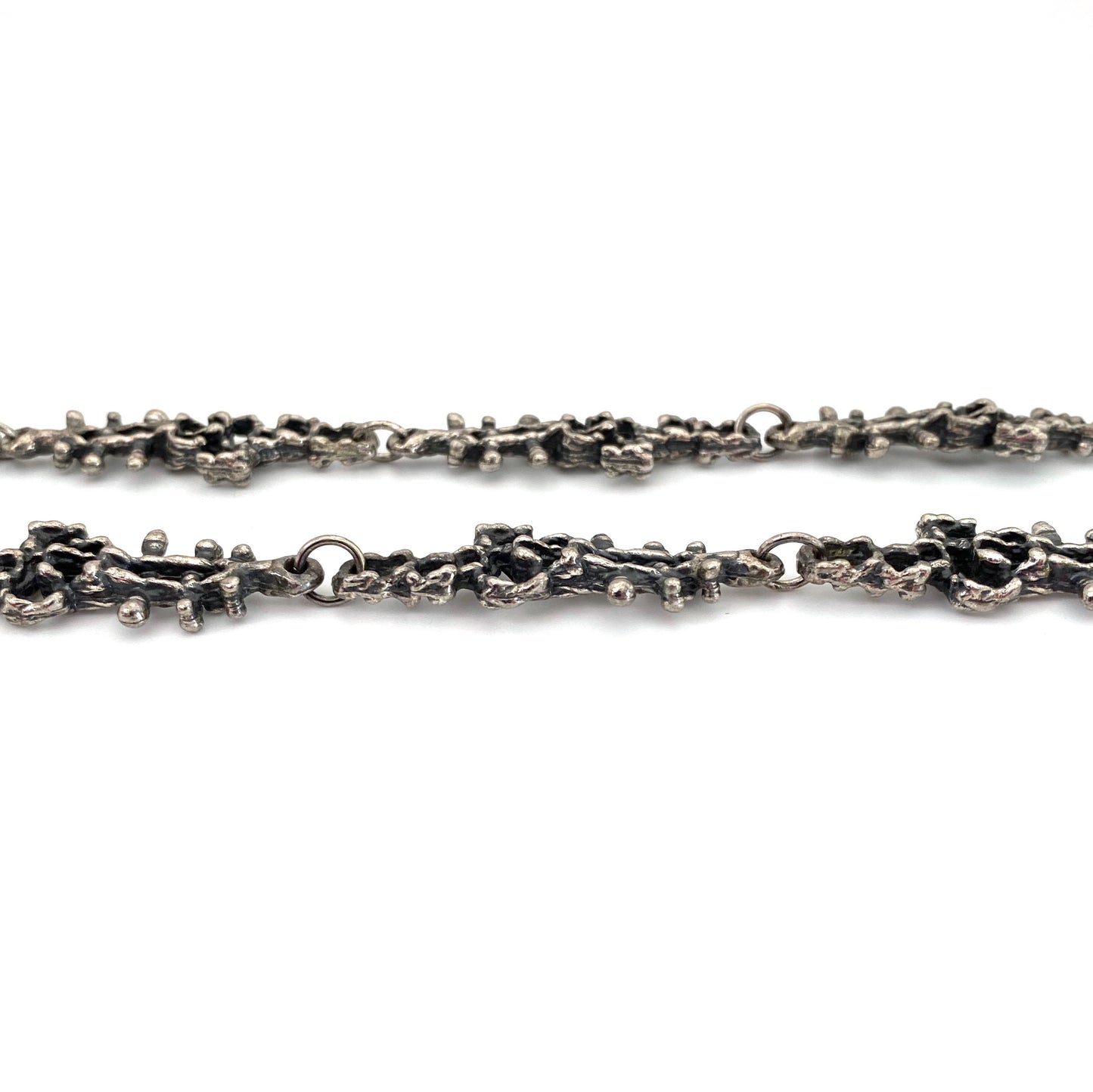 Guy Vidal brutalist pewter openwork long link chain necklace