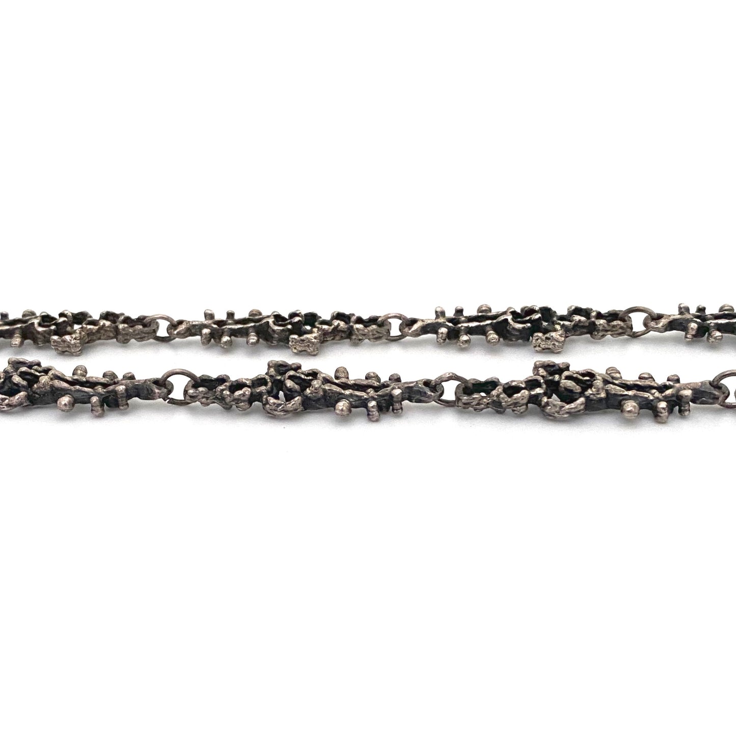 Guy Vidal brutalist pewter openwork long link chain necklace