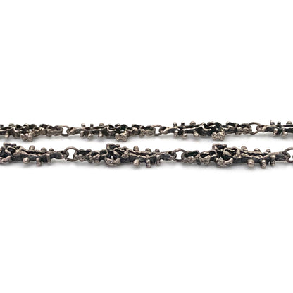 Guy Vidal brutalist pewter openwork long link chain necklace