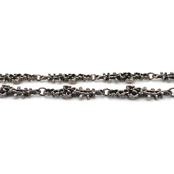 Guy Vidal brutalist pewter openwork long link chain necklace