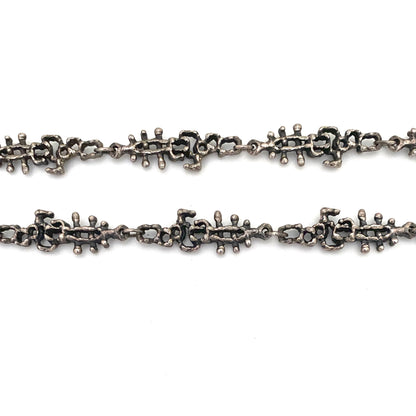 Guy Vidal brutalist pewter openwork long link chain necklace