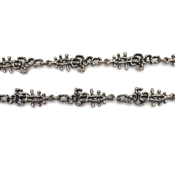 Guy Vidal brutalist pewter openwork long link chain necklace