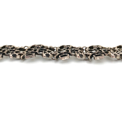 Guy Vidal brutalist pewter openwork panel link bracelet
