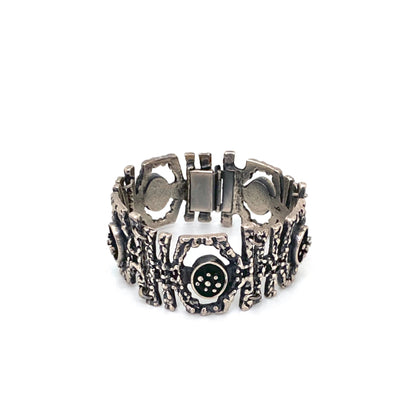 Guy Vidal brutalist pewter openwork panel link bracelet