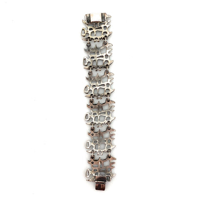 Guy Vidal brutalist pewter openwork panel link bracelet