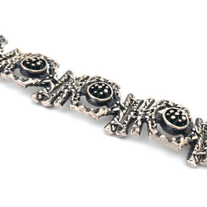 Guy Vidal brutalist pewter openwork panel link bracelet