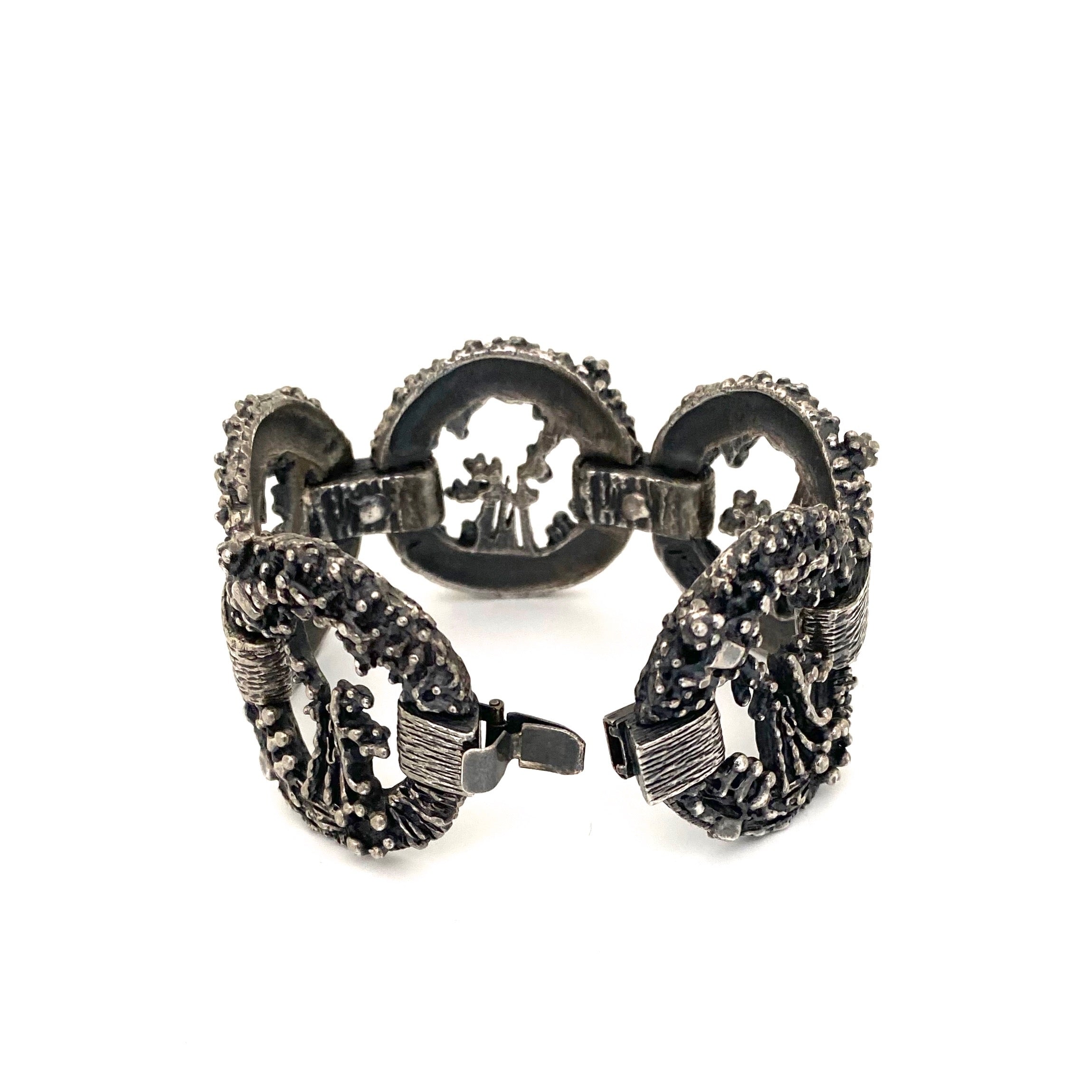 Guy Vidal openwork panel link bracelet ~ brutalist pewter