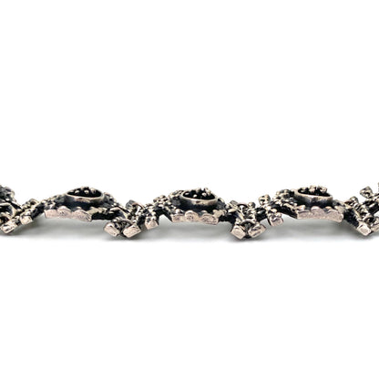 profile Guy Vidal Canada vintage brutalist pewter openwork panel link bracelet Canadian Modernist jewelry design