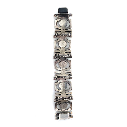 Guy Vidal brutalist pewter openwork panel link bracelet