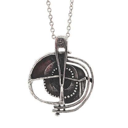 detail Guy Vidal Canada vintage brutalist pewter openwork pendant necklace Canadian Modernist jewelry design