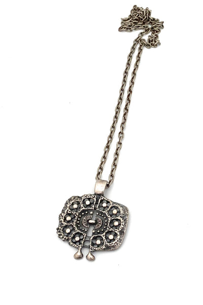 Guy Vidal Canada vintage brutalist pewter openwork pendant necklace Canadian jewelry design