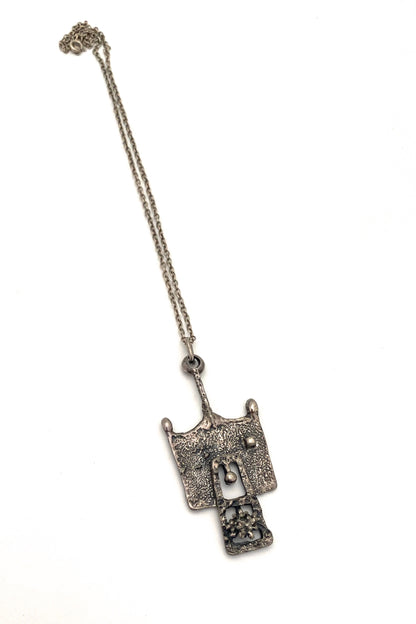 Guy Vidal Canada vintage brutalist pewter pendant necklace Canadian Modernist jewelry design