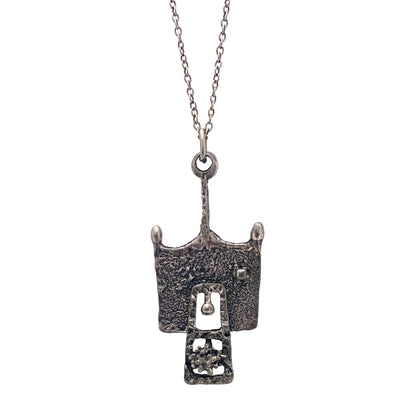 detail Guy Vidal Canada vintage brutalist pewter pendant necklace Canadian Modernist jewelry design