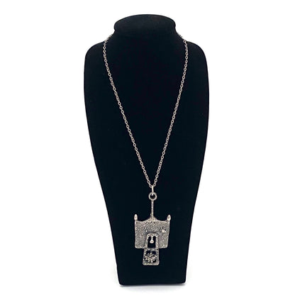 Guy Vidal brutalist pewter pendant necklace