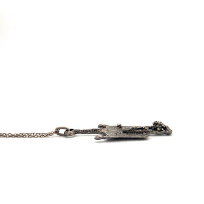 profile Guy Vidal Canada vintage brutalist pewter pendant necklace Canadian Modernist jewelry design