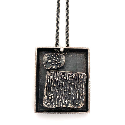 Guy Vidal large double sided shadowbox pendant necklace ~ scarce