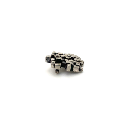 profile Guy Vidal Canada vintage brutalist pewter stacked cubes brooch Canadian Modernist jewelry design