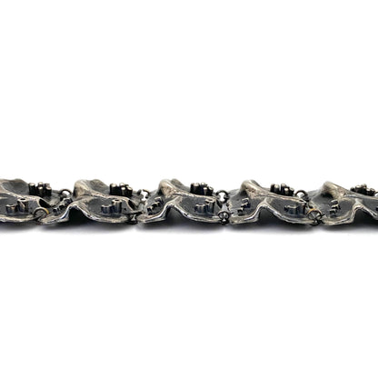 profile Guy Vidal Canada vintage brutalist pewter wide panel link bracelet rare Canadian Modernist jewelry design