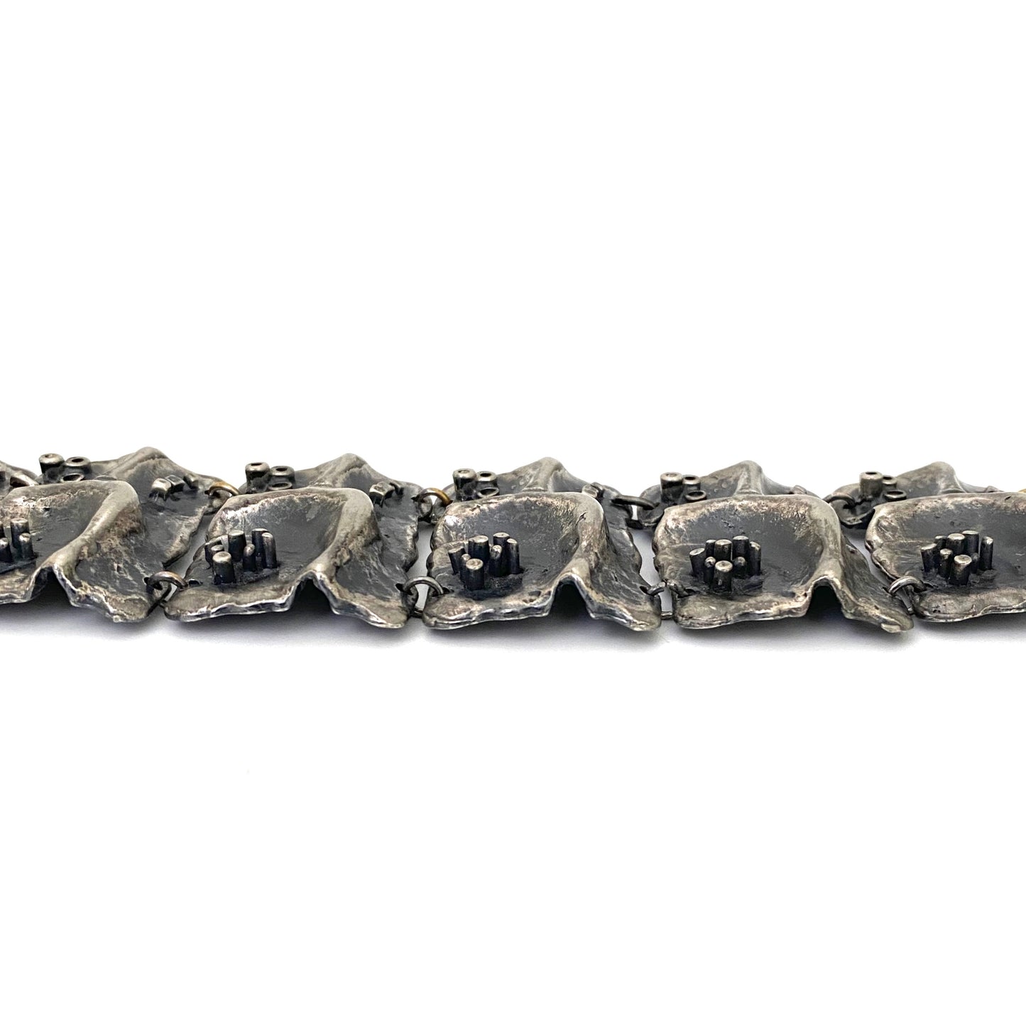 Guy Vidal wide sculptural panel link bracelet ~ rare