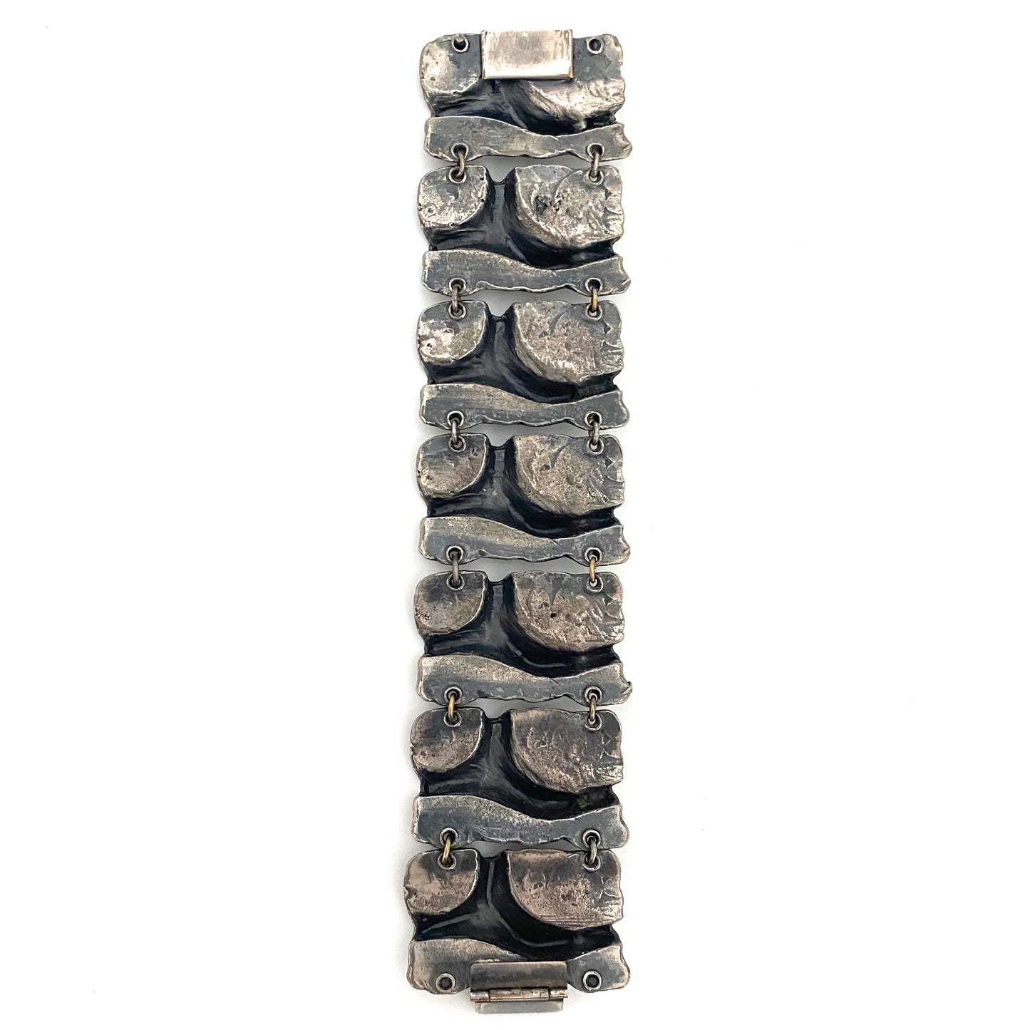 Guy Vidal wide sculptural panel link bracelet ~ rare