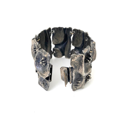 Guy Vidal wide sculptural panel link bracelet ~ rare