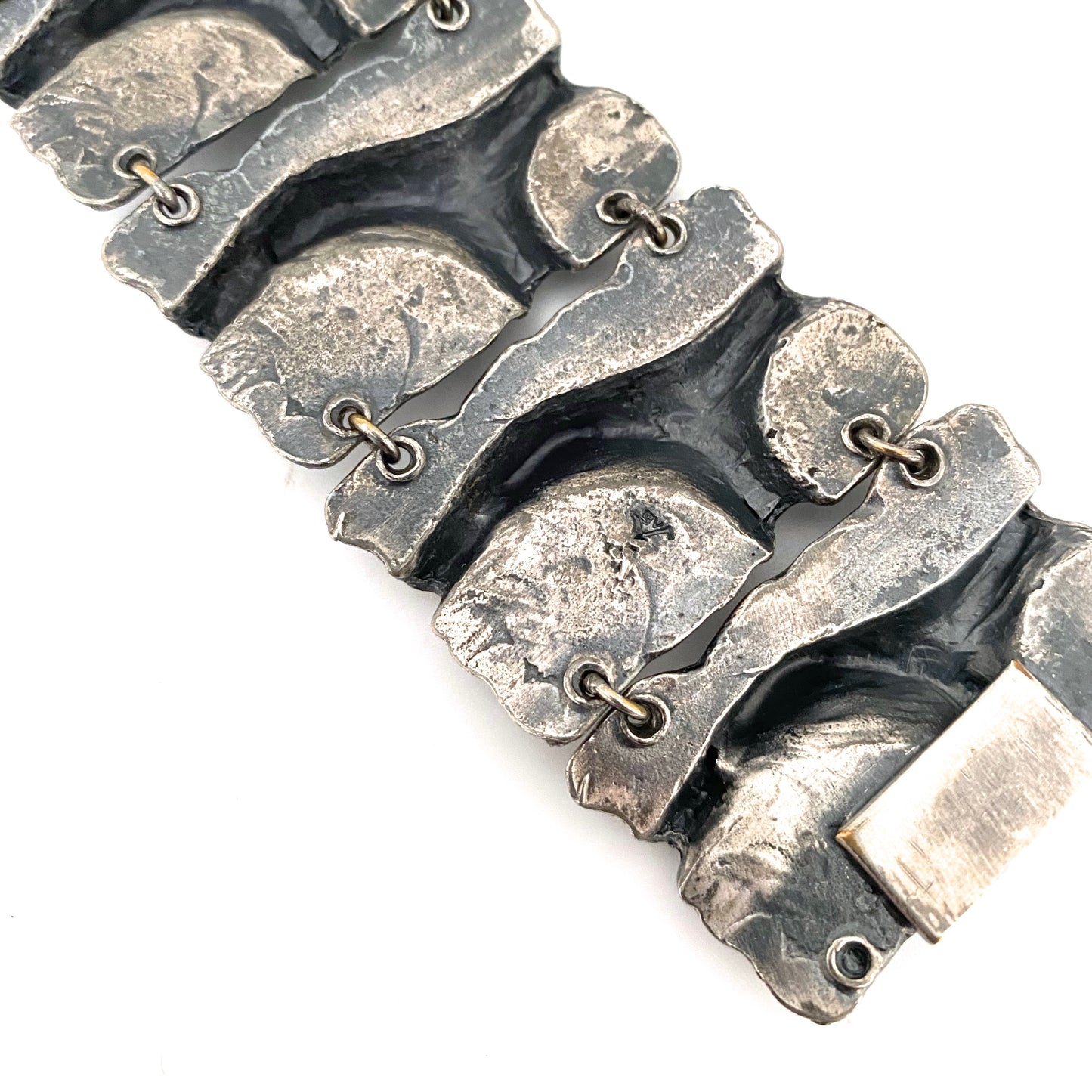Guy Vidal wide sculptural panel link bracelet ~ rare